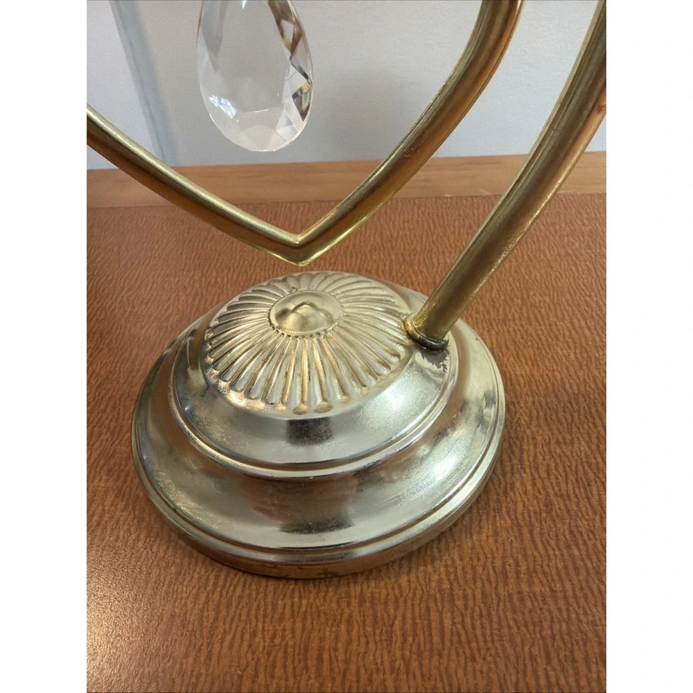 Vintage Brass Candle Holder Free Stand Or Wall Mounted Crystal Pendant 8